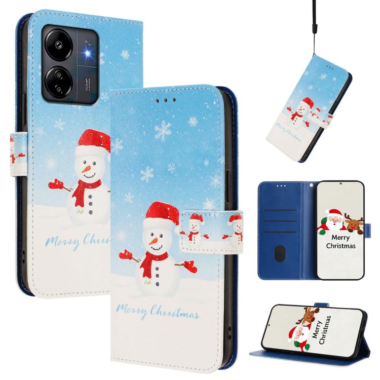 Christmas Series Buckle Leather Phone Case with Hand Strap, For Redmi Note 14 4G 163.25mm, For Redmi 14C 4G / A4 5G / 14R 5G / A3 Pro, For Redmi K70 Ultra 5G, For Redmi A3 4G / A3x 4G, For Redmi 13C 4G / 5G / Xiaomi Poco C65 / M6                       ...
