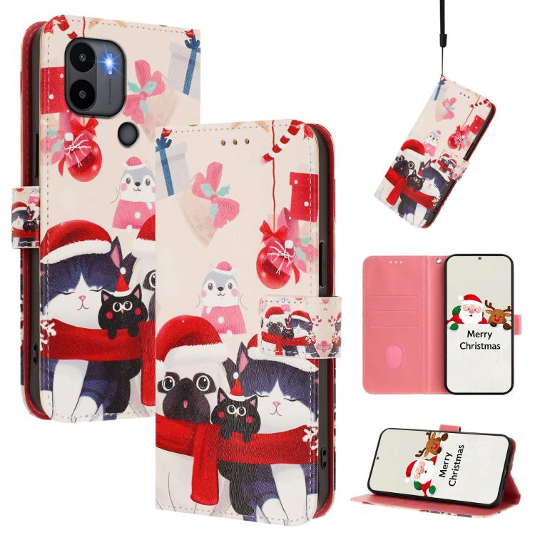 Christmas Series Buckle Leather Phone Case with Hand Strap, For Redmi Note 14 4G 163.25mm, For Redmi 14C 4G / A4 5G / 14R 5G / A3 Pro, For Redmi K70 Ultra 5G, For Redmi A3 4G / A3x 4G, For Redmi 13C 4G / 5G / Xiaomi Poco C65 / M6                       ...