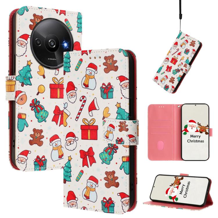 Christmas Series Buckle Leather Phone Case with Hand Strap, For Redmi Note 14 4G 163.25mm, For Redmi 14C 4G / A4 5G / 14R 5G / A3 Pro, For Redmi K70 Ultra 5G, For Redmi A3 4G / A3x 4G, For Redmi 13C 4G / 5G / Xiaomi Poco C65 / M6                       ...
