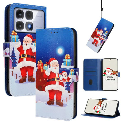 Christmas Series Buckle Leather Phone Case with Hand Strap, For Redmi Note 14 4G 163.25mm, For Redmi 14C 4G / A4 5G / 14R 5G / A3 Pro, For Redmi K70 Ultra 5G, For Redmi A3 4G / A3x 4G, For Redmi 13C 4G / 5G / Xiaomi Poco C65 / M6                       ...