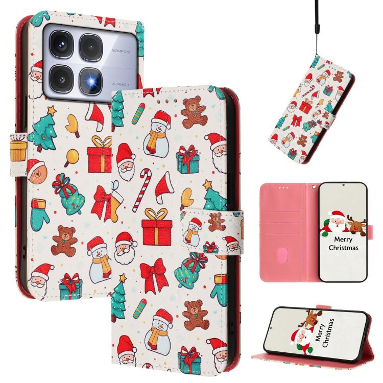 Christmas Series Buckle Leather Phone Case with Hand Strap, For Redmi Note 14 4G 163.25mm, For Redmi 14C 4G / A4 5G / 14R 5G / A3 Pro, For Redmi K70 Ultra 5G, For Redmi A3 4G / A3x 4G, For Redmi 13C 4G / 5G / Xiaomi Poco C65 / M6                       ...