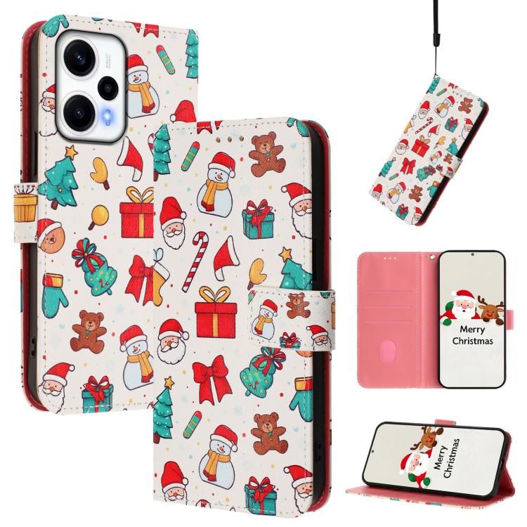 Christmas Series Buckle Leather Phone Case with Hand Strap, For Redmi Note 14 4G 163.25mm, For Redmi 14C 4G / A4 5G / 14R 5G / A3 Pro, For Redmi K70 Ultra 5G, For Redmi A3 4G / A3x 4G, For Redmi 13C 4G / 5G / Xiaomi Poco C65 / M6                       ...
