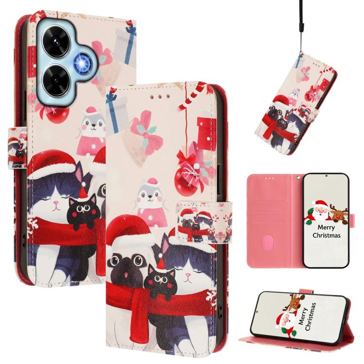 Christmas Series Buckle Leather Phone Case with Hand Strap, For Redmi Note 14 4G 163.25mm, For Redmi 14C 4G / A4 5G / 14R 5G / A3 Pro, For Redmi K70 Ultra 5G, For Redmi A3 4G / A3x 4G, For Redmi 13C 4G / 5G / Xiaomi Poco C65 / M6                       ...