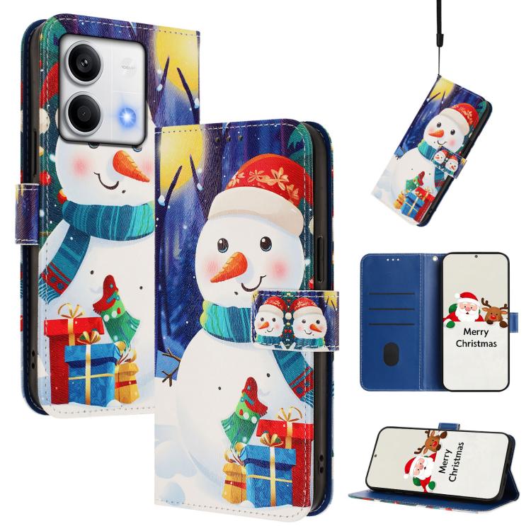 Christmas Series Buckle Leather Phone Case with Hand Strap, For Redmi Note 14 4G 163.25mm, For Redmi 14C 4G / A4 5G / 14R 5G / A3 Pro, For Redmi K70 Ultra 5G, For Redmi A3 4G / A3x 4G, For Redmi 13C 4G / 5G / Xiaomi Poco C65 / M6                       ...