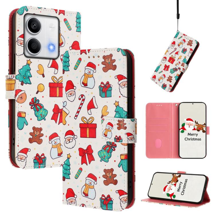 Christmas Series Buckle Leather Phone Case with Hand Strap, For Redmi Note 14 4G 163.25mm, For Redmi 14C 4G / A4 5G / 14R 5G / A3 Pro, For Redmi K70 Ultra 5G, For Redmi A3 4G / A3x 4G, For Redmi 13C 4G / 5G / Xiaomi Poco C65 / M6                       ...