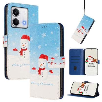 Christmas Series Buckle Leather Phone Case with Hand Strap, For Redmi Note 14 4G 163.25mm, For Redmi 14C 4G / A4 5G / 14R 5G / A3 Pro, For Redmi K70 Ultra 5G, For Redmi A3 4G / A3x 4G, For Redmi 13C 4G / 5G / Xiaomi Poco C65 / M6                       ...