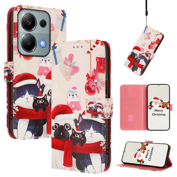 Christmas Series Buckle Leather Phone Case with Hand Strap, For Redmi Note 15 Pro+ 5G 163.3mm/Poco M8 Pro 5G, For Redmi Note 15 5G / 4G 164mm / Poco M8 5G, For Redmi 15C 5G / 4G EU 173mm / Poco C85 5G, For Xiaomi Poco M7 4G 169mm                       ...