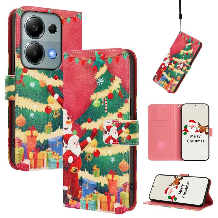 Christmas Series Buckle Leather Phone Case with Hand Strap, For Redmi Note 15 Pro+ 5G 163.3mm/Poco M8 Pro 5G, For Redmi Note 15 5G / 4G 164mm / Poco M8 5G, For Redmi 15C 5G / 4G EU 173mm / Poco C85 5G, For Xiaomi Poco M7 4G 169mm                       ...