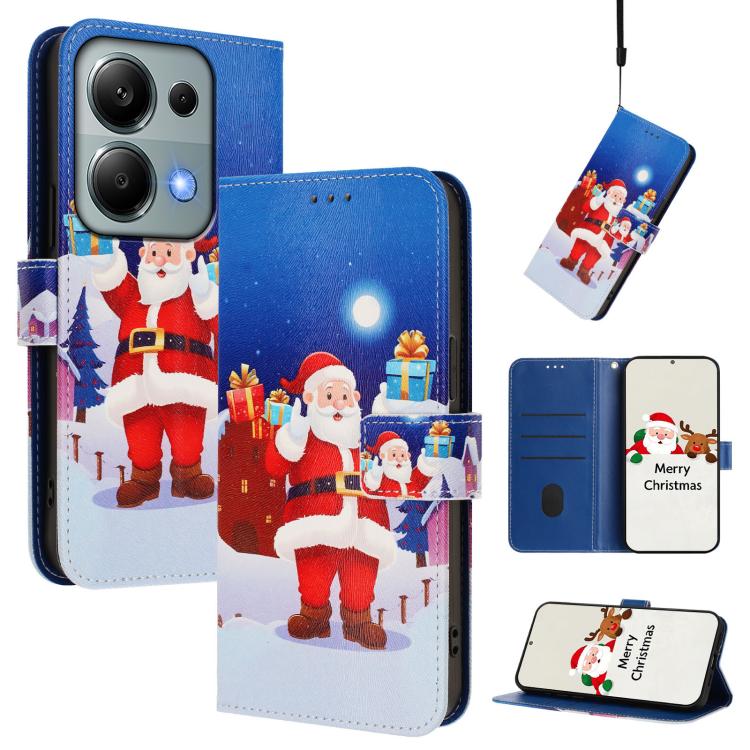 Christmas Series Buckle Leather Phone Case with Hand Strap, For Redmi Note 15 Pro+ 5G 163.3mm/Poco M8 Pro 5G, For Redmi Note 15 5G / 4G 164mm / Poco M8 5G, For Redmi 15C 5G / 4G EU 173mm / Poco C85 5G, For Xiaomi Poco M7 4G 169mm                       ...