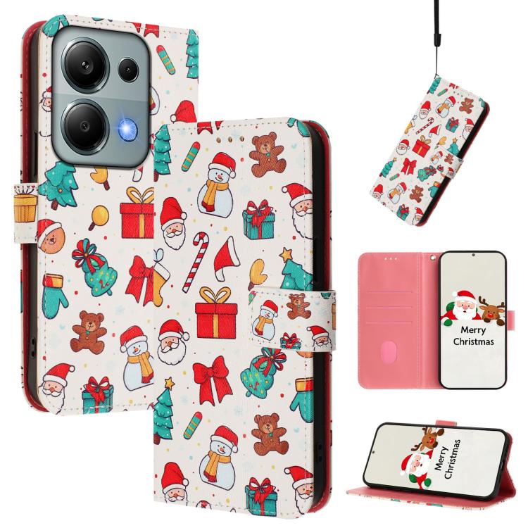 Christmas Series Buckle Leather Phone Case with Hand Strap, For Redmi Note 15 Pro+ 5G 163.3mm/Poco M8 Pro 5G, For Redmi Note 15 5G / 4G 164mm / Poco M8 5G, For Redmi 15C 5G / 4G EU 173mm / Poco C85 5G, For Xiaomi Poco M7 4G 169mm                       ...