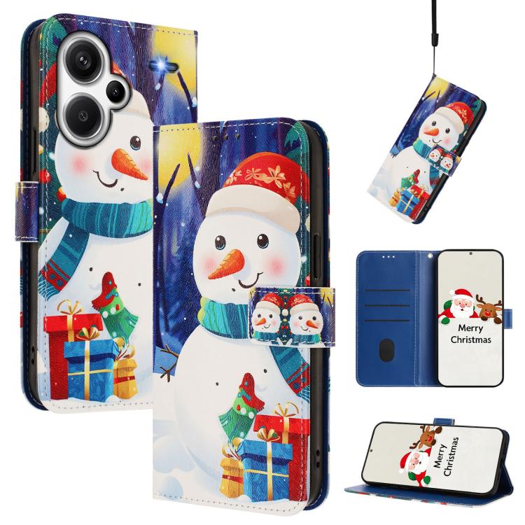 Christmas Series Buckle Leather Phone Case with Hand Strap, For Redmi Note 14 4G 163.25mm, For Redmi 14C 4G / A4 5G / 14R 5G / A3 Pro, For Redmi K70 Ultra 5G, For Redmi A3 4G / A3x 4G, For Redmi 13C 4G / 5G / Xiaomi Poco C65 / M6                       ...