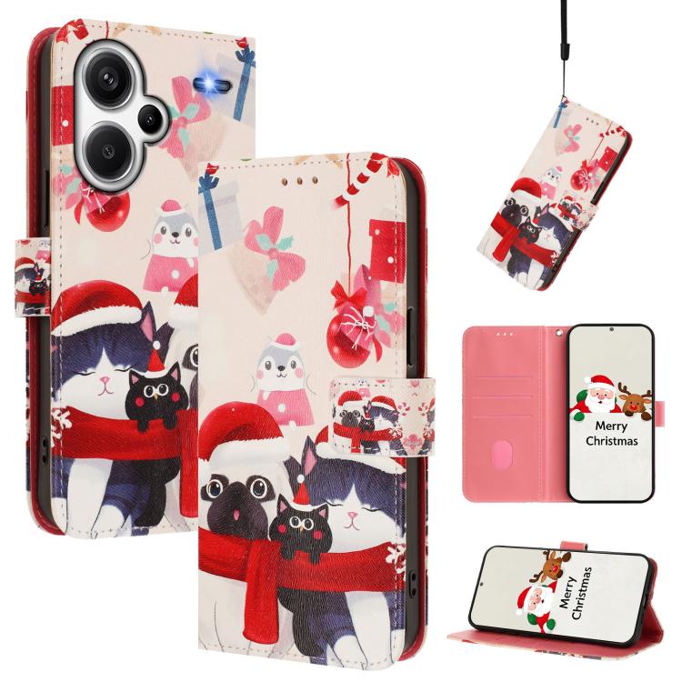 Christmas Series Buckle Leather Phone Case with Hand Strap, For Redmi Note 14 4G 163.25mm, For Redmi 14C 4G / A4 5G / 14R 5G / A3 Pro, For Redmi K70 Ultra 5G, For Redmi A3 4G / A3x 4G, For Redmi 13C 4G / 5G / Xiaomi Poco C65 / M6                       ...