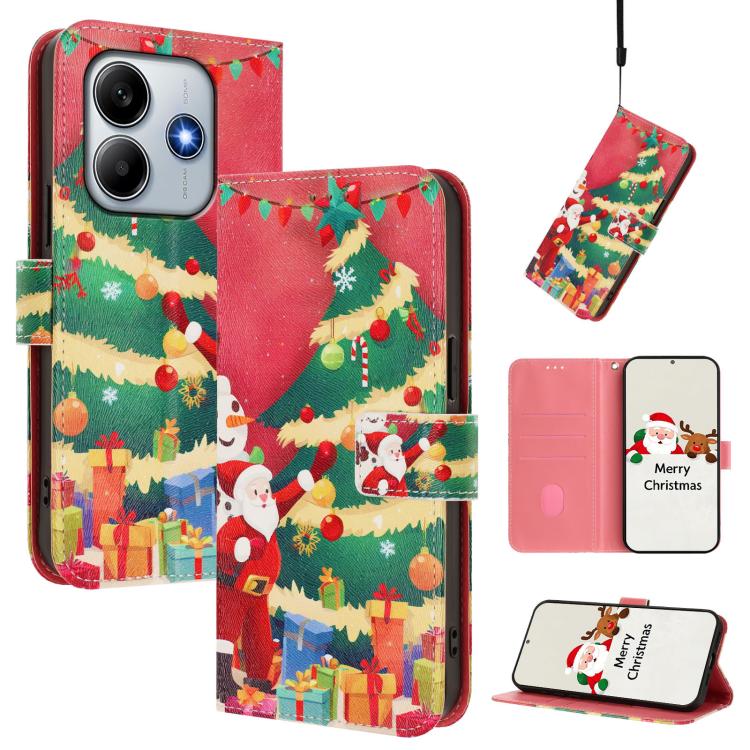Christmas Series Buckle Leather Phone Case with Hand Strap, For Redmi Note 15 Pro+ 5G 163.3mm/Poco M8 Pro 5G, For Redmi Note 15 5G / 4G 164mm / Poco M8 5G, For Redmi 15C 5G / 4G EU 173mm / Poco C85 5G, For Xiaomi Poco M7 4G 169mm                       ...