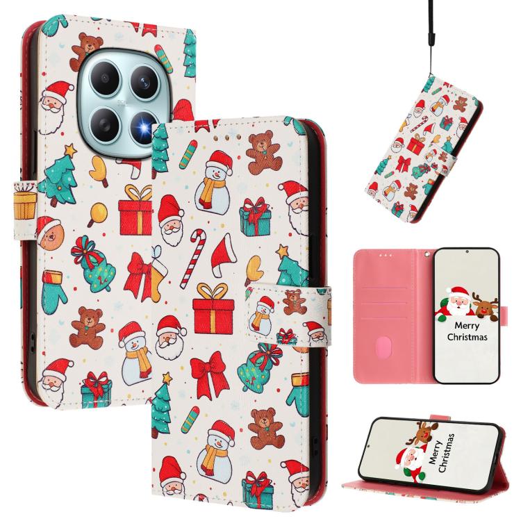 Christmas Series Buckle Leather Phone Case with Hand Strap, For Redmi Note 15 Pro+ 5G 163.3mm/Poco M8 Pro 5G, For Redmi Note 15 5G / 4G 164mm / Poco M8 5G, For Redmi 15C 5G / 4G EU 173mm / Poco C85 5G, For Xiaomi Poco M7 4G 169mm                       ...