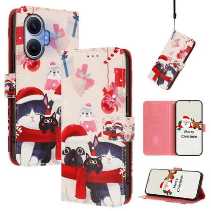 Christmas Series Buckle Leather Phone Case with Hand Strap, For Xiaomi 15T Pro 5G, For Xiaomi 15T 5G, For Xiaomi 15S Pro 5G, For Xiaomi Poco F7 / Redmi Turbo 4 Pro, For Xiaomi Poco F7 Ultra / Redmi K80 Pro, For Xiaomi Poco F7 Pro / Redmi K80           ...