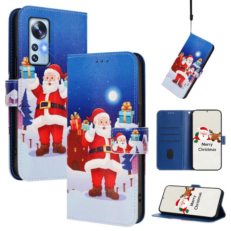 Christmas Series Buckle Leather Phone Case with Hand Strap, For Xiaomi Poco X6 Pro, For Xiaomi 14 Ultra 5G, For Xiaomi 14 Pro 5G, For Xiaomi 14 5G, For Xiaomi 13T / 13T Pro / Redmi K60 Ultra 5G, For Xiaomi 13 Ultra, For Xiaomi Civi 3 5G                ...