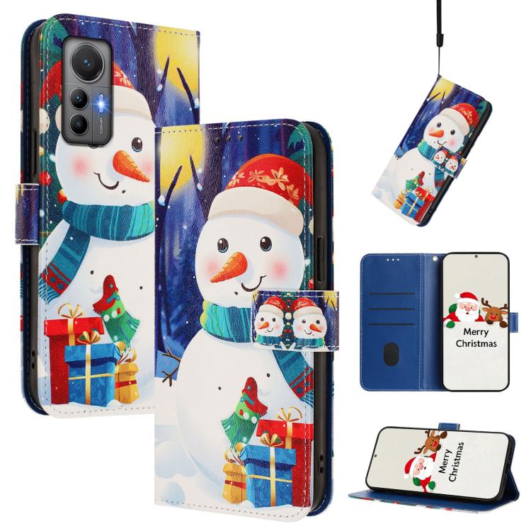 Christmas Series Buckle Leather Phone Case with Hand Strap, For Xiaomi 12 Lite, For Xiaomi Poco C40 / Redmi 10C, For Xiaomi Poco M4 Pro 4G, For Xiaomi Poco X4 Pro 5G
