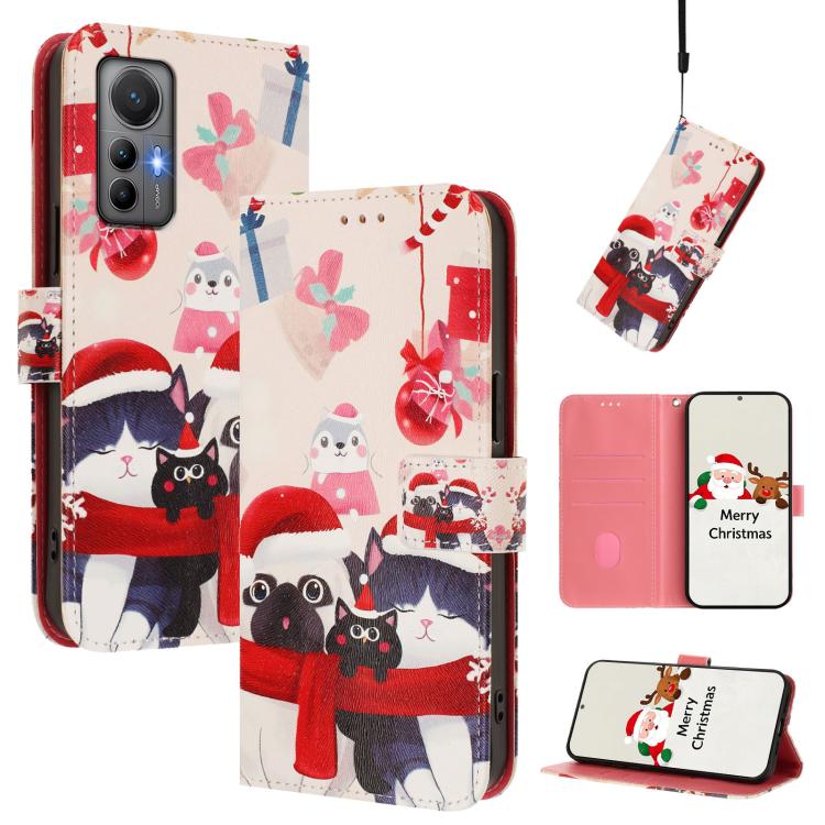 Christmas Series Buckle Leather Phone Case with Hand Strap, For Xiaomi 12 Lite, For Xiaomi Poco C40 / Redmi 10C, For Xiaomi Poco M4 Pro 4G, For Xiaomi Poco X4 Pro 5G