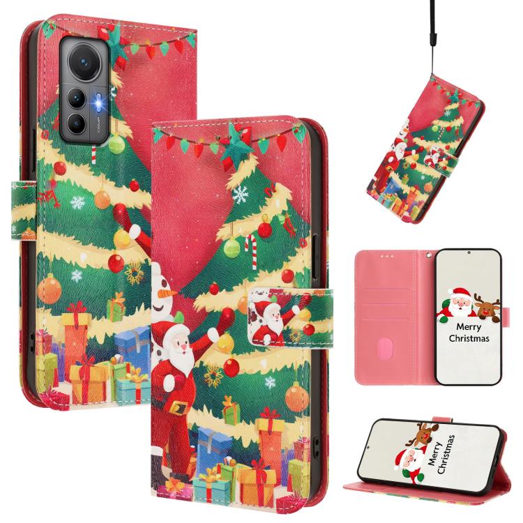 Christmas Series Buckle Leather Phone Case with Hand Strap, For Xiaomi 12 Lite, For Xiaomi Poco C40 / Redmi 10C, For Xiaomi Poco M4 Pro 4G, For Xiaomi Poco X4 Pro 5G