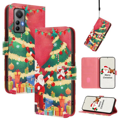 Christmas Series Buckle Leather Phone Case with Hand Strap, For Xiaomi 12 Lite, For Xiaomi Poco C40 / Redmi 10C, For Xiaomi Poco M4 Pro 4G, For Xiaomi Poco X4 Pro 5G