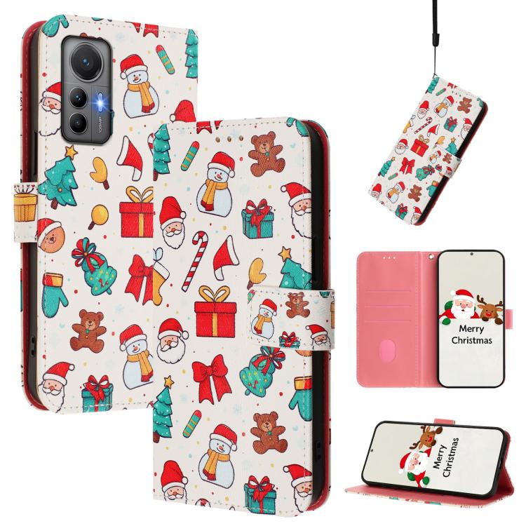 Christmas Series Buckle Leather Phone Case with Hand Strap, For Xiaomi 12 Lite, For Xiaomi Poco C40 / Redmi 10C, For Xiaomi Poco M4 Pro 4G, For Xiaomi Poco X4 Pro 5G