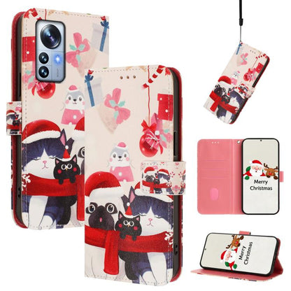 Christmas Series Buckle Leather Phone Case with Hand Strap, For Xiaomi Poco X6 Pro, For Xiaomi 14 Ultra 5G, For Xiaomi 14 Pro 5G, For Xiaomi 14 5G, For Xiaomi 13T / 13T Pro / Redmi K60 Ultra 5G, For Xiaomi 13 Ultra, For Xiaomi Civi 3 5G                ...