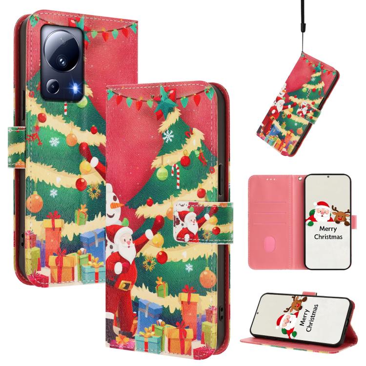 Christmas Series Buckle Leather Phone Case with Hand Strap, For Xiaomi Poco X6 Pro, For Xiaomi 14 Ultra 5G, For Xiaomi 14 Pro 5G, For Xiaomi 14 5G, For Xiaomi 13T / 13T Pro / Redmi K60 Ultra 5G, For Xiaomi 13 Ultra, For Xiaomi Civi 3 5G                ...