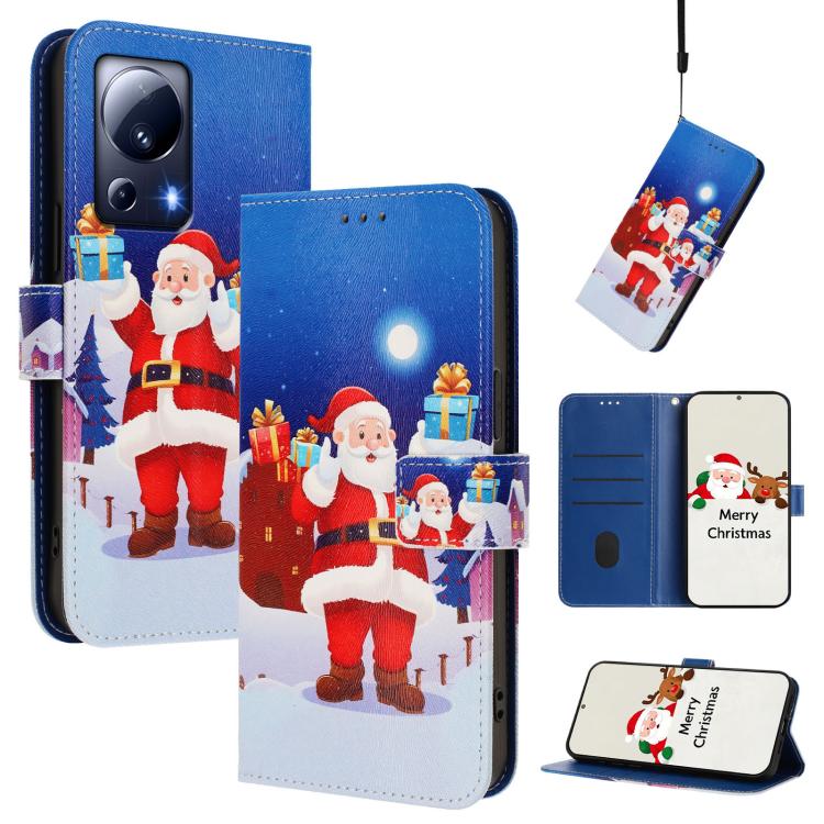 Christmas Series Buckle Leather Phone Case with Hand Strap, For Xiaomi Poco X6 Pro, For Xiaomi 14 Ultra 5G, For Xiaomi 14 Pro 5G, For Xiaomi 14 5G, For Xiaomi 13T / 13T Pro / Redmi K60 Ultra 5G, For Xiaomi 13 Ultra, For Xiaomi Civi 3 5G                ...