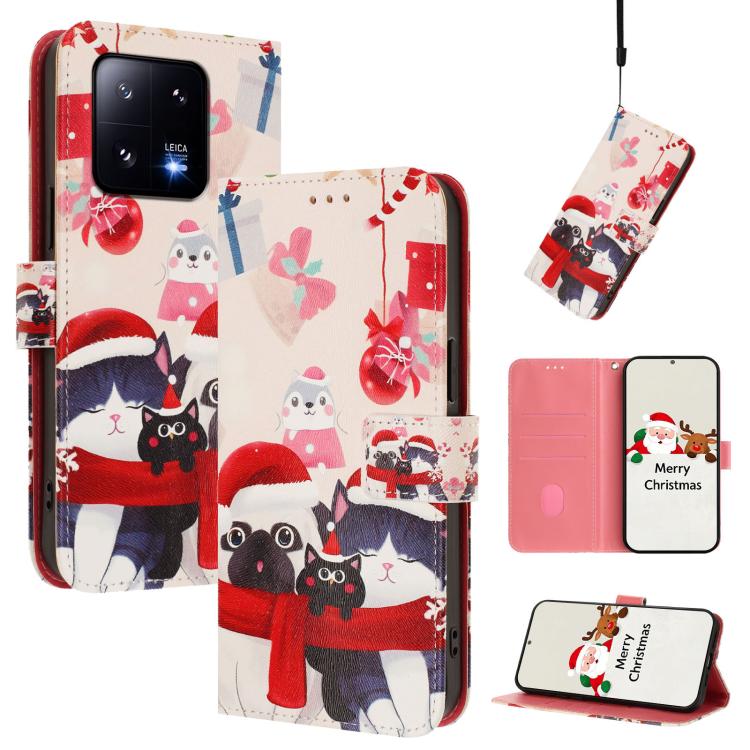 Christmas Series Buckle Leather Phone Case with Hand Strap, For Xiaomi Poco X6 Pro, For Xiaomi 14 Ultra 5G, For Xiaomi 14 Pro 5G, For Xiaomi 14 5G, For Xiaomi 13T / 13T Pro / Redmi K60 Ultra 5G, For Xiaomi 13 Ultra, For Xiaomi Civi 3 5G                ...