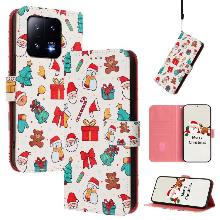 Christmas Series Buckle Leather Phone Case with Hand Strap, For Xiaomi Poco X6 Pro, For Xiaomi 14 Ultra 5G, For Xiaomi 14 Pro 5G, For Xiaomi 14 5G, For Xiaomi 13T / 13T Pro / Redmi K60 Ultra 5G, For Xiaomi 13 Ultra, For Xiaomi Civi 3 5G                ...