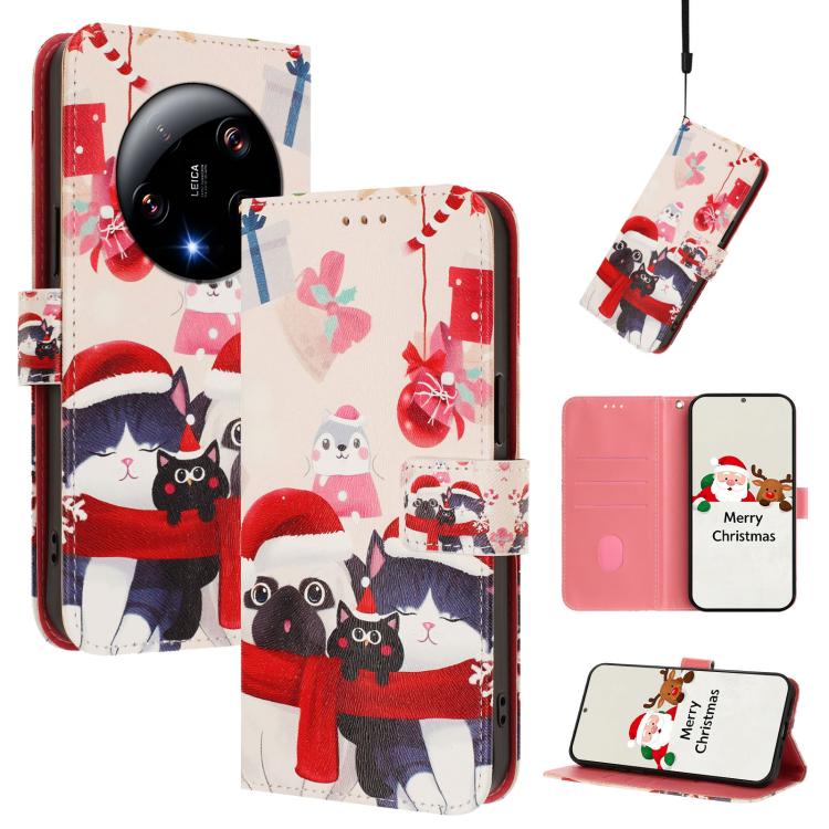 Christmas Series Buckle Leather Phone Case with Hand Strap, For Xiaomi Poco X6 Pro, For Xiaomi 14 Ultra 5G, For Xiaomi 14 Pro 5G, For Xiaomi 14 5G, For Xiaomi 13T / 13T Pro / Redmi K60 Ultra 5G, For Xiaomi 13 Ultra, For Xiaomi Civi 3 5G                ...