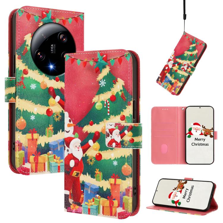 Christmas Series Buckle Leather Phone Case with Hand Strap, For Xiaomi Poco X6 Pro, For Xiaomi 14 Ultra 5G, For Xiaomi 14 Pro 5G, For Xiaomi 14 5G, For Xiaomi 13T / 13T Pro / Redmi K60 Ultra 5G, For Xiaomi 13 Ultra, For Xiaomi Civi 3 5G                ...