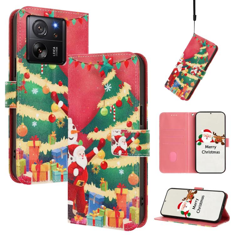 Christmas Series Buckle Leather Phone Case with Hand Strap, For Xiaomi Poco X6 Pro, For Xiaomi 14 Ultra 5G, For Xiaomi 14 Pro 5G, For Xiaomi 14 5G, For Xiaomi 13T / 13T Pro / Redmi K60 Ultra 5G, For Xiaomi 13 Ultra, For Xiaomi Civi 3 5G                ...