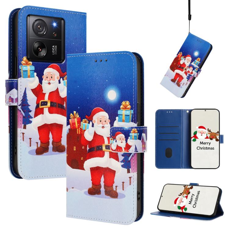 Christmas Series Buckle Leather Phone Case with Hand Strap, For Xiaomi Poco X6 Pro, For Xiaomi 14 Ultra 5G, For Xiaomi 14 Pro 5G, For Xiaomi 14 5G, For Xiaomi 13T / 13T Pro / Redmi K60 Ultra 5G, For Xiaomi 13 Ultra, For Xiaomi Civi 3 5G                ...