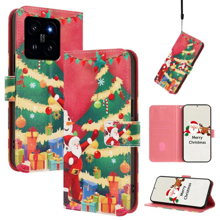 Christmas Series Buckle Leather Phone Case with Hand Strap, For Xiaomi Poco X6 Pro, For Xiaomi 14 Ultra 5G, For Xiaomi 14 Pro 5G, For Xiaomi 14 5G, For Xiaomi 13T / 13T Pro / Redmi K60 Ultra 5G, For Xiaomi 13 Ultra, For Xiaomi Civi 3 5G                ...