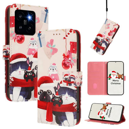 Christmas Series Buckle Leather Phone Case with Hand Strap, For Xiaomi Poco X6 Pro, For Xiaomi 14 Ultra 5G, For Xiaomi 14 Pro 5G, For Xiaomi 14 5G, For Xiaomi 13T / 13T Pro / Redmi K60 Ultra 5G, For Xiaomi 13 Ultra, For Xiaomi Civi 3 5G                ...