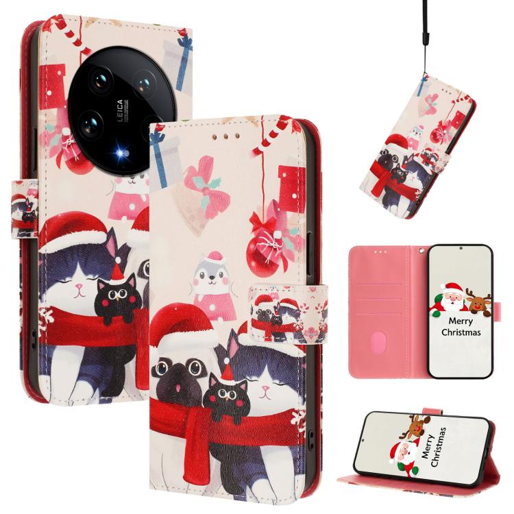 Christmas Series Buckle Leather Phone Case with Hand Strap, For Xiaomi Poco X6 Pro, For Xiaomi 14 Ultra 5G, For Xiaomi 14 Pro 5G, For Xiaomi 14 5G, For Xiaomi 13T / 13T Pro / Redmi K60 Ultra 5G, For Xiaomi 13 Ultra, For Xiaomi Civi 3 5G                ...
