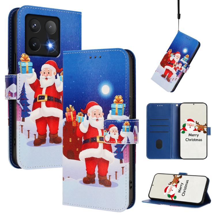 Christmas Series Buckle Leather Phone Case with Hand Strap, For Xiaomi 15T Pro 5G, For Xiaomi 15T 5G, For Xiaomi 15S Pro 5G, For Xiaomi Poco F7 / Redmi Turbo 4 Pro, For Xiaomi Poco F7 Ultra / Redmi K80 Pro, For Xiaomi Poco F7 Pro / Redmi K80           ...
