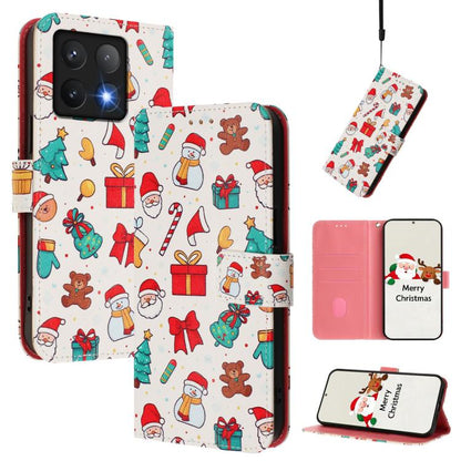 Christmas Series Buckle Leather Phone Case with Hand Strap, For Xiaomi 15T Pro 5G, For Xiaomi 15T 5G, For Xiaomi 15S Pro 5G, For Xiaomi Poco F7 / Redmi Turbo 4 Pro, For Xiaomi Poco F7 Ultra / Redmi K80 Pro, For Xiaomi Poco F7 Pro / Redmi K80           ...