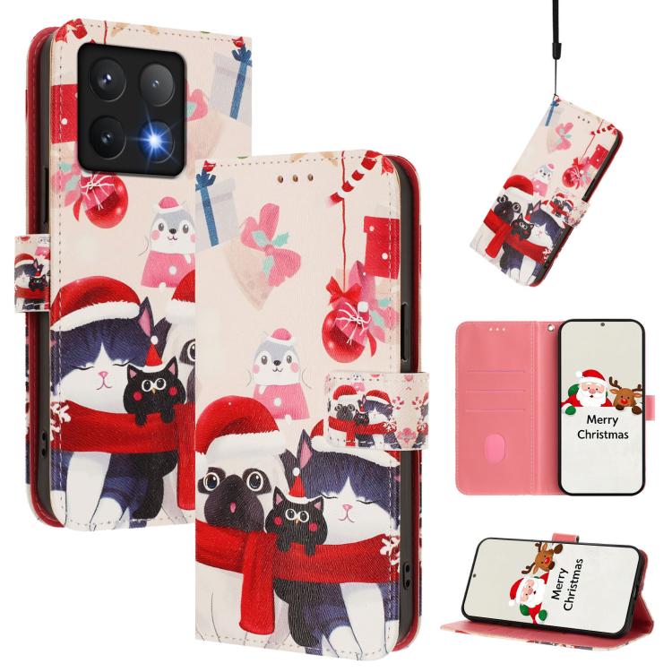 Christmas Series Buckle Leather Phone Case with Hand Strap, For Xiaomi 15T Pro 5G, For Xiaomi 15T 5G, For Xiaomi 15S Pro 5G, For Xiaomi Poco F7 / Redmi Turbo 4 Pro, For Xiaomi Poco F7 Ultra / Redmi K80 Pro, For Xiaomi Poco F7 Pro / Redmi K80           ...