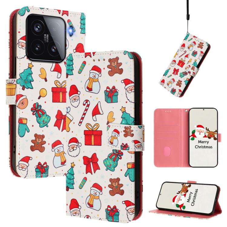 Christmas Series Buckle Leather Phone Case with Hand Strap, For Xiaomi 15T Pro 5G, For Xiaomi 15T 5G, For Xiaomi 15S Pro 5G, For Xiaomi Poco F7 / Redmi Turbo 4 Pro, For Xiaomi Poco F7 Ultra / Redmi K80 Pro, For Xiaomi Poco F7 Pro / Redmi K80           ...