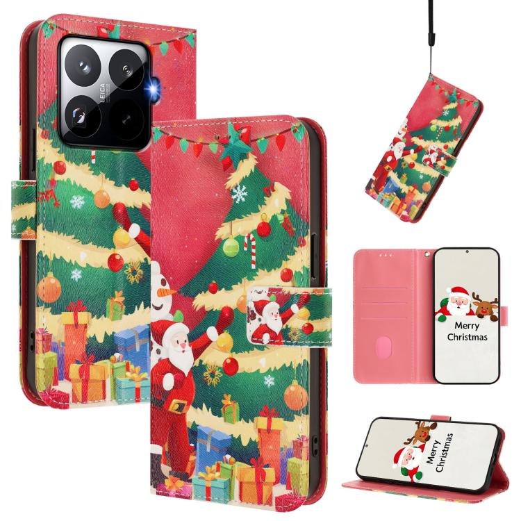 Christmas Series Buckle Leather Phone Case with Hand Strap, For Xiaomi 15T Pro 5G, For Xiaomi 15T 5G, For Xiaomi 15S Pro 5G, For Xiaomi Poco F7 / Redmi Turbo 4 Pro, For Xiaomi Poco F7 Ultra / Redmi K80 Pro, For Xiaomi Poco F7 Pro / Redmi K80           ...