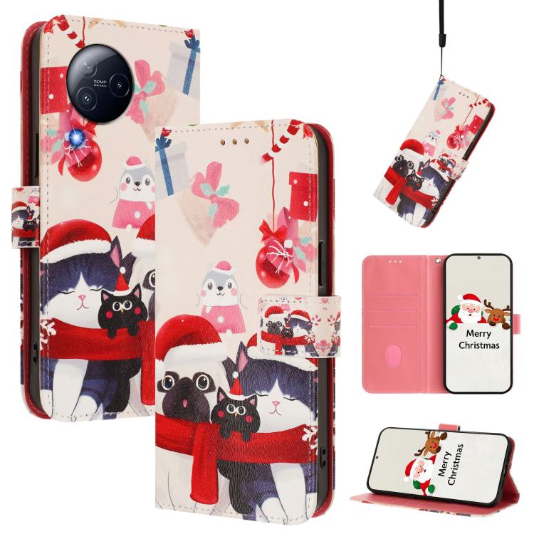 Christmas Series Buckle Leather Phone Case with Hand Strap, For Xiaomi Poco X6 Pro, For Xiaomi 14 Ultra 5G, For Xiaomi 14 Pro 5G, For Xiaomi 14 5G, For Xiaomi 13T / 13T Pro / Redmi K60 Ultra 5G, For Xiaomi 13 Ultra, For Xiaomi Civi 3 5G                ...