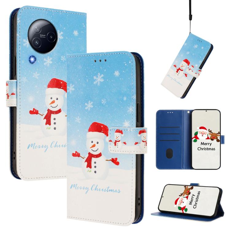 Christmas Series Buckle Leather Phone Case with Hand Strap, For Xiaomi Poco X6 Pro, For Xiaomi 14 Ultra 5G, For Xiaomi 14 Pro 5G, For Xiaomi 14 5G, For Xiaomi 13T / 13T Pro / Redmi K60 Ultra 5G, For Xiaomi 13 Ultra, For Xiaomi Civi 3 5G                ...