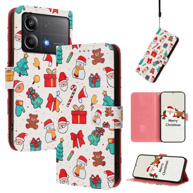 Christmas Series Buckle Leather Phone Case with Hand Strap, For Xiaomi 15T Pro 5G, For Xiaomi 15T 5G, For Xiaomi 15S Pro 5G, For Xiaomi Poco F7 / Redmi Turbo 4 Pro, For Xiaomi Poco F7 Ultra / Redmi K80 Pro, For Xiaomi Poco F7 Pro / Redmi K80           ...