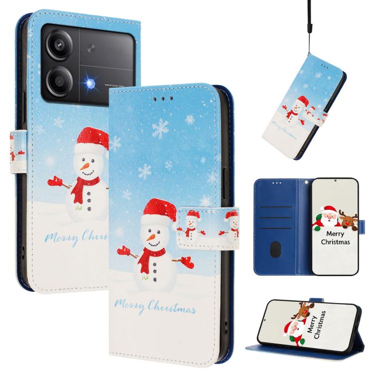 Christmas Series Buckle Leather Phone Case with Hand Strap, For Xiaomi 15T Pro 5G, For Xiaomi 15T 5G, For Xiaomi 15S Pro 5G, For Xiaomi Poco F7 / Redmi Turbo 4 Pro, For Xiaomi Poco F7 Ultra / Redmi K80 Pro, For Xiaomi Poco F7 Pro / Redmi K80           ...