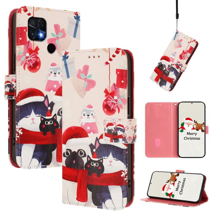 Christmas Series Buckle Leather Phone Case with Hand Strap, For Xiaomi 12 Lite, For Xiaomi Poco C40 / Redmi 10C, For Xiaomi Poco M4 Pro 4G, For Xiaomi Poco X4 Pro 5G