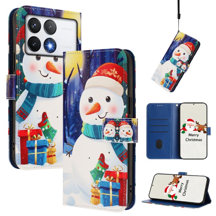 Christmas Series Buckle Leather Phone Case with Hand Strap, For Xiaomi 15T Pro 5G, For Xiaomi 15T 5G, For Xiaomi 15S Pro 5G, For Xiaomi Poco F7 / Redmi Turbo 4 Pro, For Xiaomi Poco F7 Ultra / Redmi K80 Pro, For Xiaomi Poco F7 Pro / Redmi K80           ...
