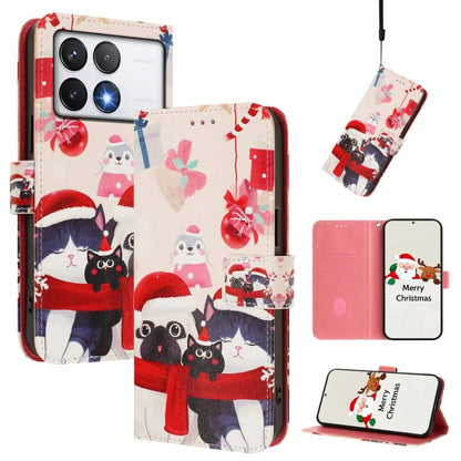 Christmas Series Buckle Leather Phone Case with Hand Strap, For Xiaomi 15T Pro 5G, For Xiaomi 15T 5G, For Xiaomi 15S Pro 5G, For Xiaomi Poco F7 / Redmi Turbo 4 Pro, For Xiaomi Poco F7 Ultra / Redmi K80 Pro, For Xiaomi Poco F7 Pro / Redmi K80           ...