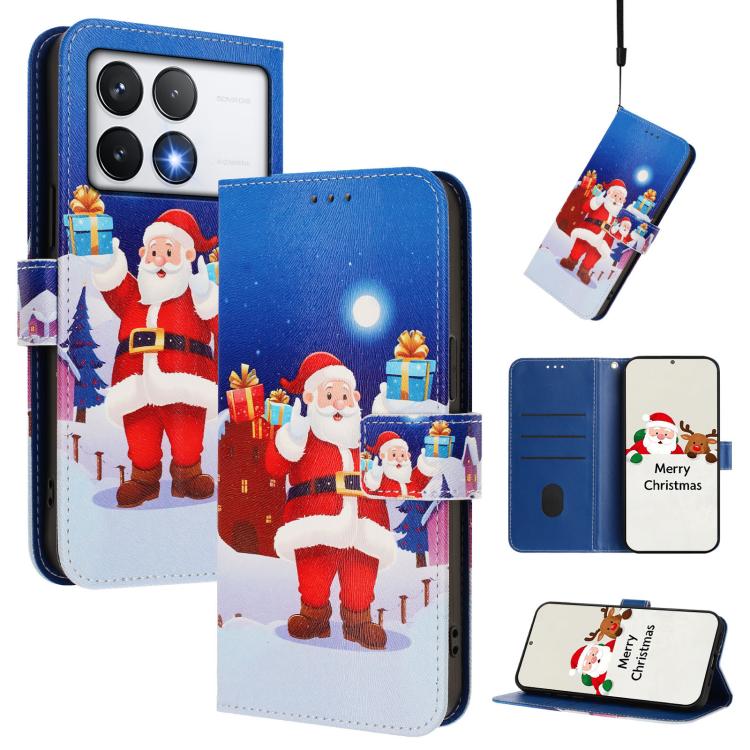 Christmas Series Buckle Leather Phone Case with Hand Strap, For Xiaomi 15T Pro 5G, For Xiaomi 15T 5G, For Xiaomi 15S Pro 5G, For Xiaomi Poco F7 / Redmi Turbo 4 Pro, For Xiaomi Poco F7 Ultra / Redmi K80 Pro, For Xiaomi Poco F7 Pro / Redmi K80           ...